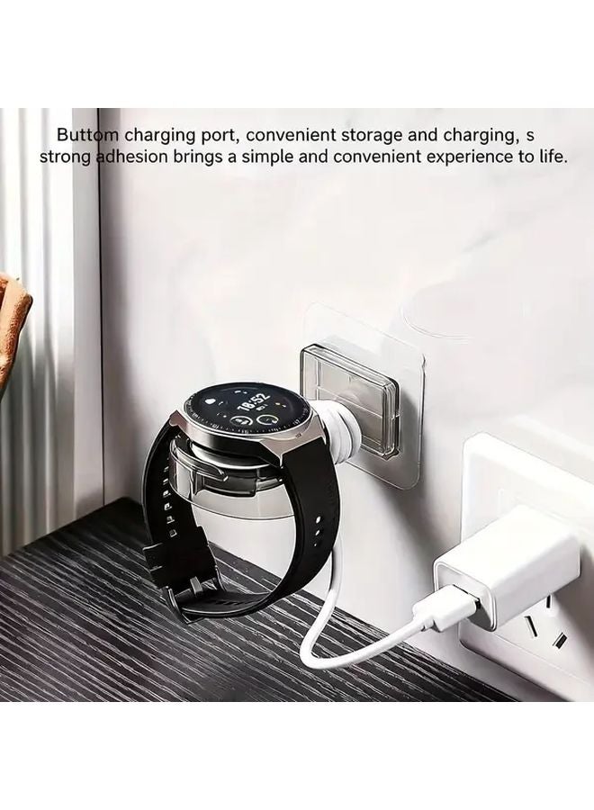 حامل ساعة ذكية رمادي مثبت على الحائط مع حامل شحن ورف تخزين بجانب السرير 1 قطعة - Image 4