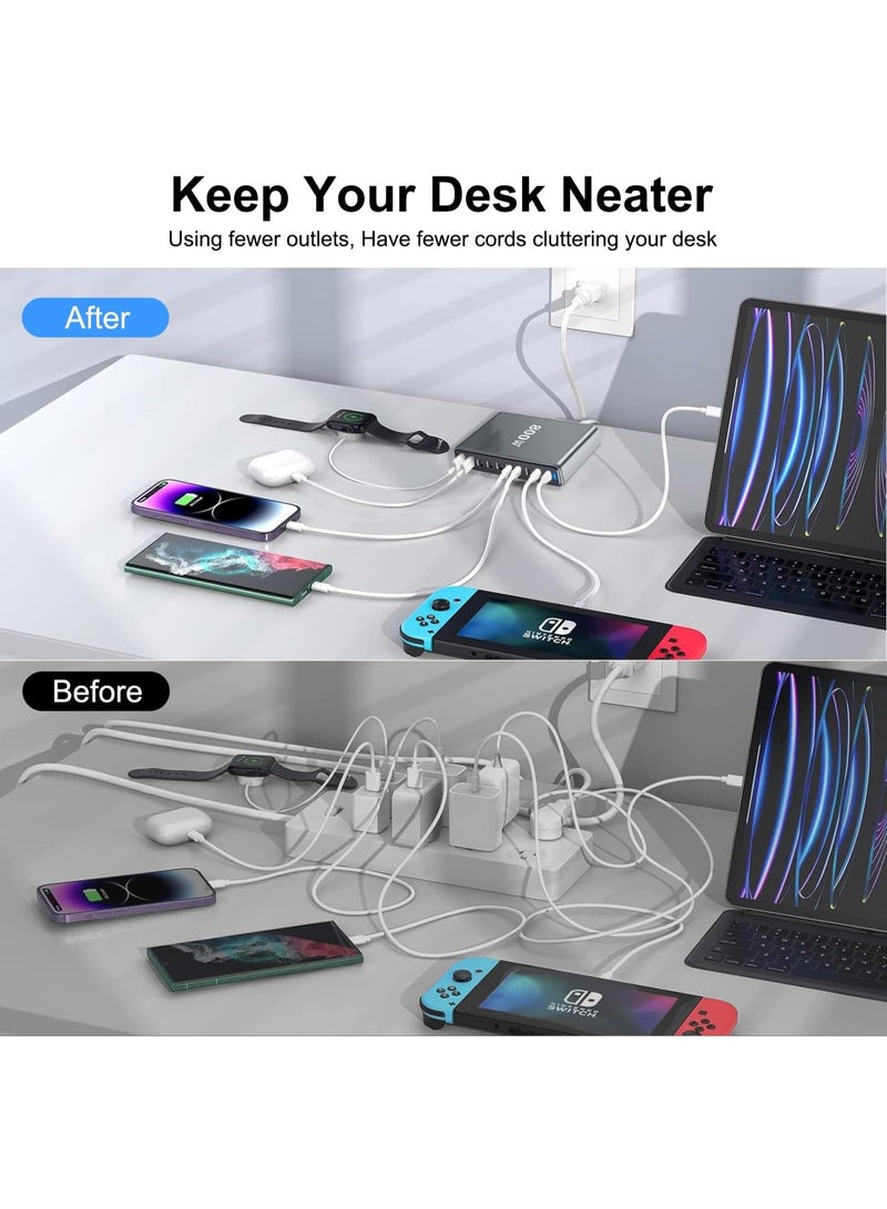 شاحن GaN سريع بقوة 800 واط، وحدة شحن مركزية بـ 10 منافذ، شاحن حائط، شاحن كمبيوتر محمول - Image 2