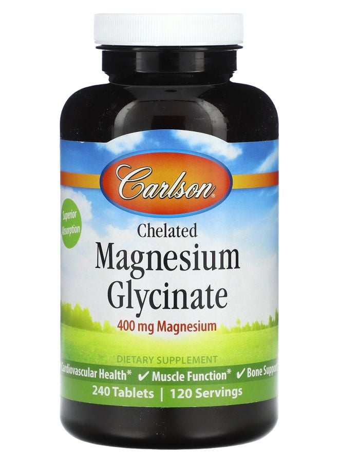 Carlson مغنيسيوم جليسينات مخلب 400 ملغ 240 قرص (200 ملغ لكل قرص)