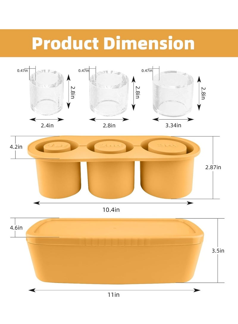 Mmmon Ice Cube Tray for 30Oz-40Oz Tumbler,3 Pcs Silicone Hollow Cylinder Ice Mold with Lid and Bin for Freezer,Ice Drink,Juice(Yellow,40 Oz) - Image 5