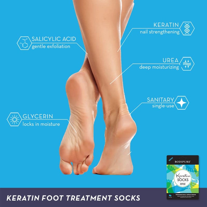 Bodipure Premium Foot Mask Keratin Socks | At Home Spa Moisturizer Socks for Dry Cracked Feet, Callus & Heel Softening | Easy-to-Use Pedicure Foot Repair | Chemical-free Feet Treatment | 12 Pairs - Image 4