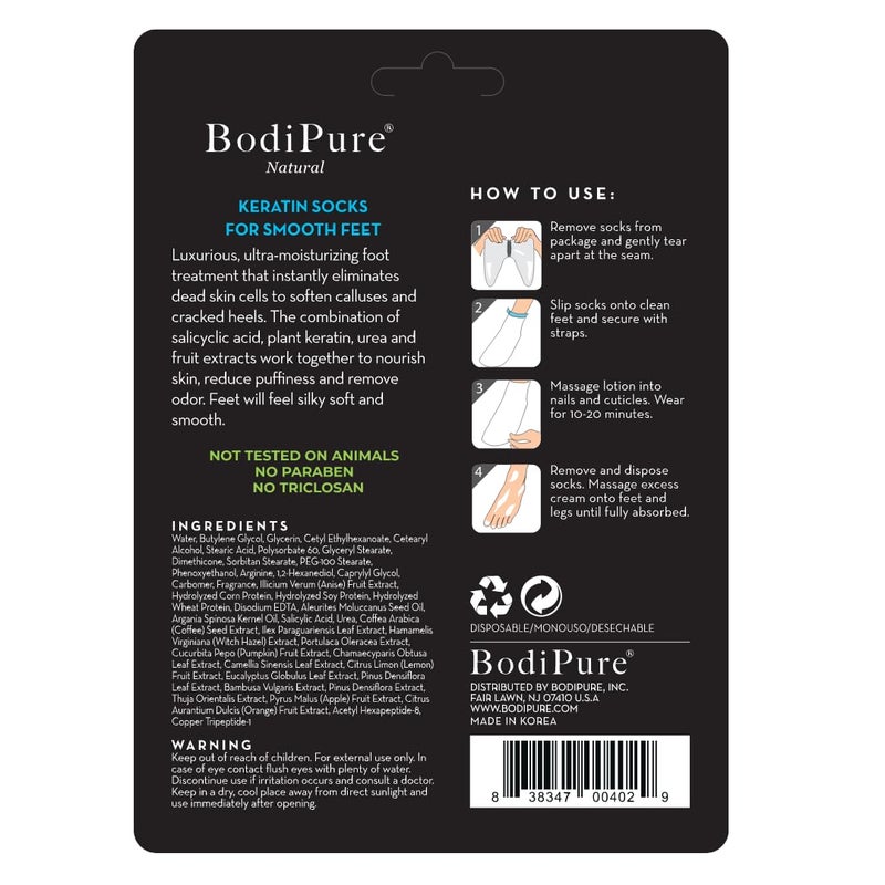Bodipure Premium Foot Mask Keratin Socks | At Home Spa Moisturizer Socks for Dry Cracked Feet, Callus & Heel Softening | Easy-to-Use Pedicure Foot Repair | Chemical-free Feet Treatment | 12 Pairs - Image 3