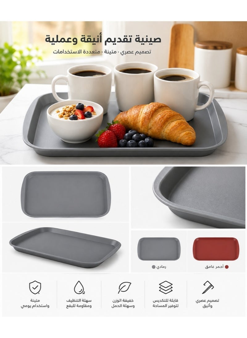 favilla serving tray: Easily serve food and drinks. Stain and scratch resistant, easy to clean, lightweight, suitable for everyday indoor and outdoor use. Convenient design for carrying and use with trolleys. Multi-colored. - Image 1