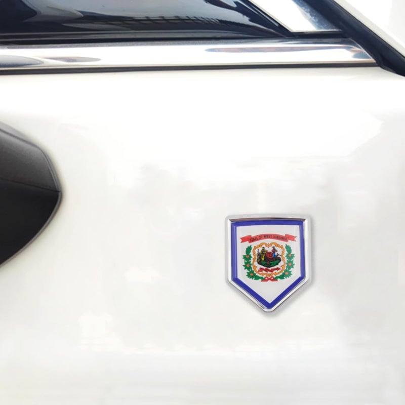 Overdecor West Virginia Flag Decal Stickers Car Emblem West Virginia Car Accessories Decorations Chrome Shield Flag Sticker Decals for Cars Truck Vehicles, 2 Pack - Image 4