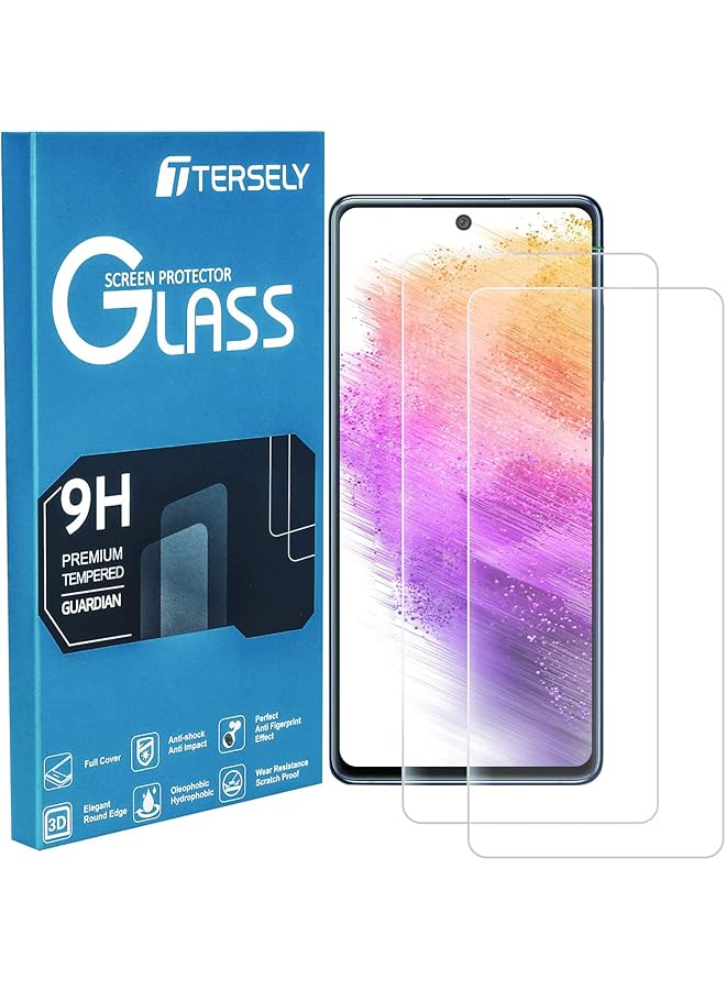 erorex 2 Pack 9H Tempered Glass Screen Protector For Samsung Galaxy A73 5G Case Friendly Fingerprint Unlock Anti Scratch Ultra Clear  - Image 1