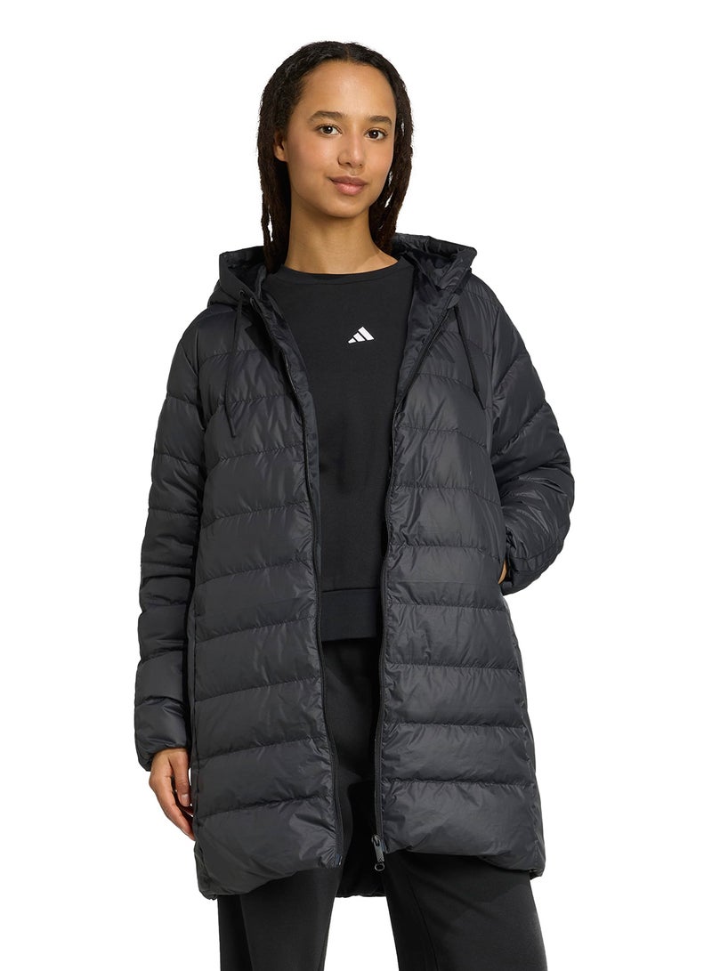 adidas جاكيت باركا مبطن خفيف بغطاء رأس بتقنية كلايما وورم بثلاثة خطوط أساسية - Image 5