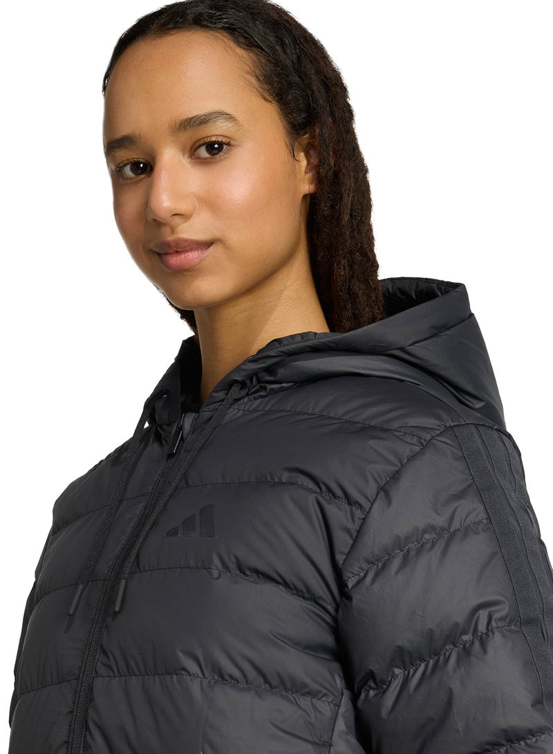 adidas جاكيت باركا مبطن خفيف بغطاء رأس بتقنية كلايما وورم بثلاثة خطوط أساسية - Image 3