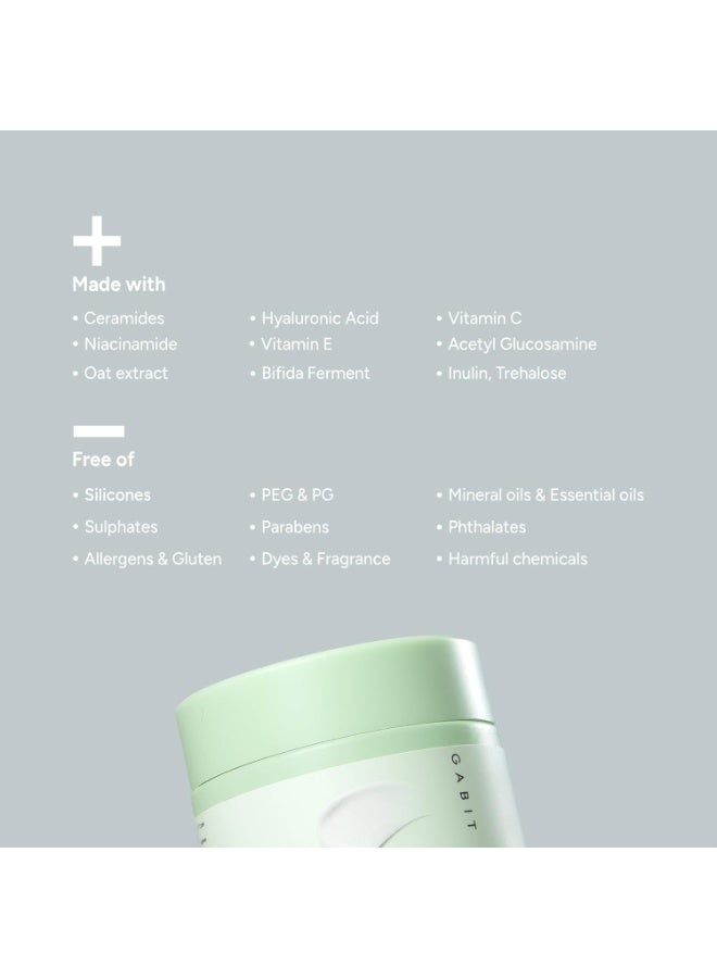 GABIT Ceramide & Hyaluronic Face Moisturiser | Lightweight Moisturizer to Hydrate & Brighten Skin | With Vitamin C, Niacinamide, Oats | For Women and Men | Oil Free for All Skin Types | 50ml - Image 3