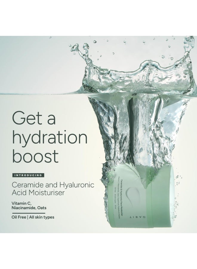 GABIT Ceramide & Hyaluronic Face Moisturiser | Lightweight Moisturizer to Hydrate & Brighten Skin | With Vitamin C, Niacinamide, Oats | For Women and Men | Oil Free for All Skin Types | 50ml - Image 2