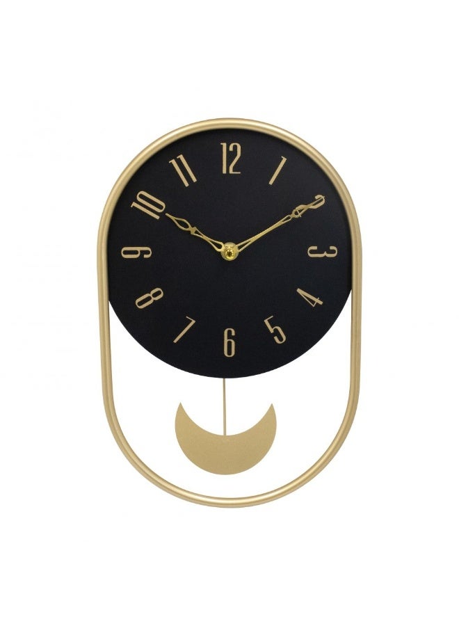 DANUBE HOME ساعة حائط pendulum المعدنية من كامبريدج - ساعة زخرفية أنيقة على الطراز القديم مع بندول متحرك، مثالية لغرفة المعيشة، المكتب وديكور المنزل الكلاسيكي L20 x W3.8 x H31 سم - Image 1