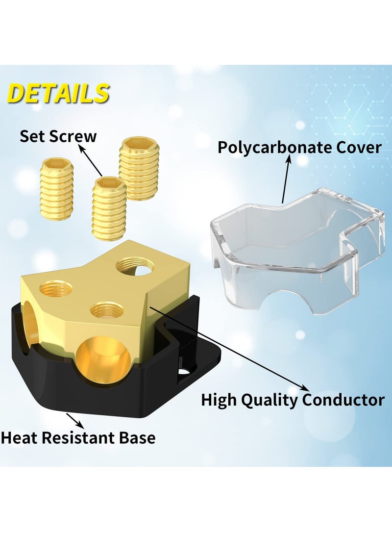 SYOSI 2-Way Car Audio Power Distribution Block, 0/2/4 Gauge Input to 4/8/10 Gauge Output, Ground Distribution Block for Amplifiers in Auto, Car, and Boat Audio Systems - Image 4