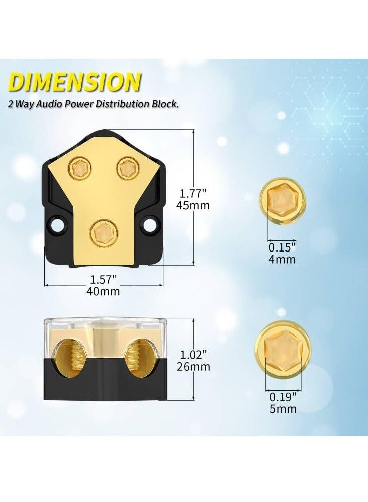 SYOSI 2-Way Car Audio Power Distribution Block, 0/2/4 Gauge Input to 4/8/10 Gauge Output, Ground Distribution Block for Amplifiers in Auto, Car, and Boat Audio Systems - Image 2