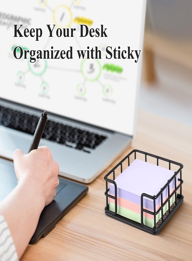 OWLMATE Sticky Note Holder, Metal Sticky Note Holder 3.54 x 3.54x1.77 Square Black Sticky Note Dispener Notepad Holder for Office Desk - Image 3