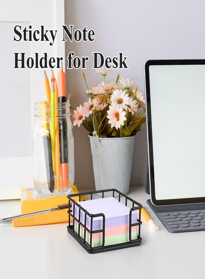 OWLMATE Sticky Note Holder, Metal Sticky Note Holder 3.54 x 3.54x1.77 Square Black Sticky Note Dispener Notepad Holder for Office Desk - Image 2