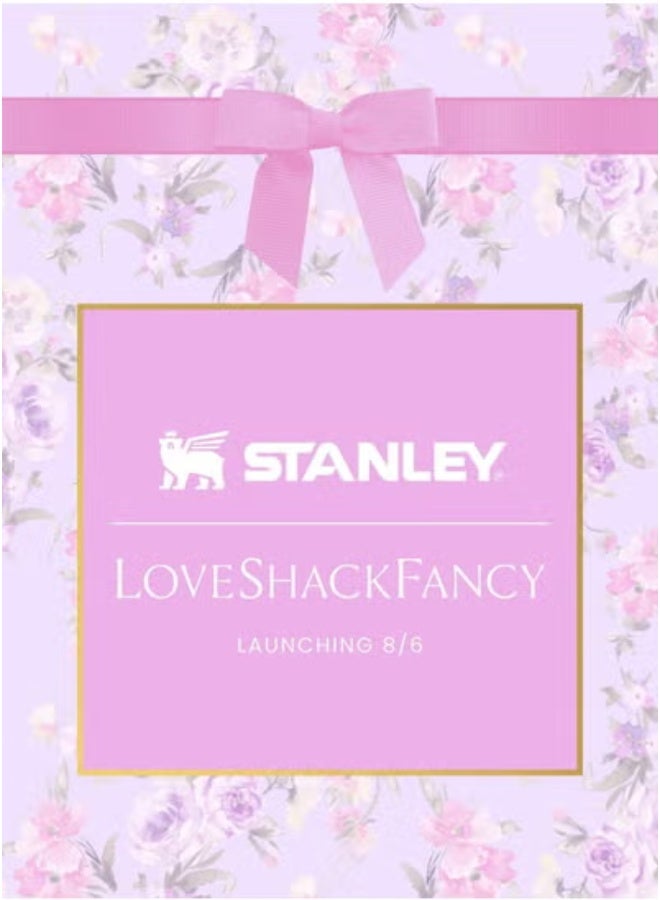 Stanley Love Shack Fancy H2.0 Flow State 40oz Purple Rose Tumbler, Stainless Steel Vacuum Insulated Quencher with Lid, Straw, and Stopper, Ideal for Water and Iced Tea, Keeps Drinks Cold, Presented in Elegant Gift-Ready Packaging  - Image 4