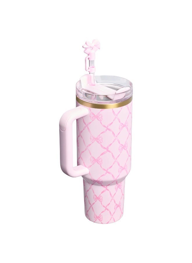 Stanley Love Shack Fancy H2.0 Flow State 40oz Tumbler, Stainless Steel Vacuum Insulated Quencher with Lid, Straw, and Stopper, Ideal for Water and Iced Tea, Keeps Drinks Cold, Presented in Elegant Gift-Ready Packaging - Image 2