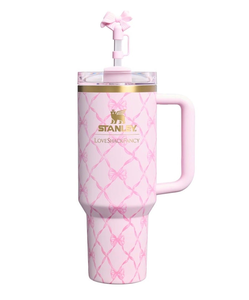 Stanley Love Shack Fancy H2.0 Flow State 40oz Tumbler, Stainless Steel Vacuum Insulated Quencher with Lid, Straw, and Stopper, Ideal for Water and Iced Tea, Keeps Drinks Cold, Presented in Elegant Gift-Ready Packaging - Image 1