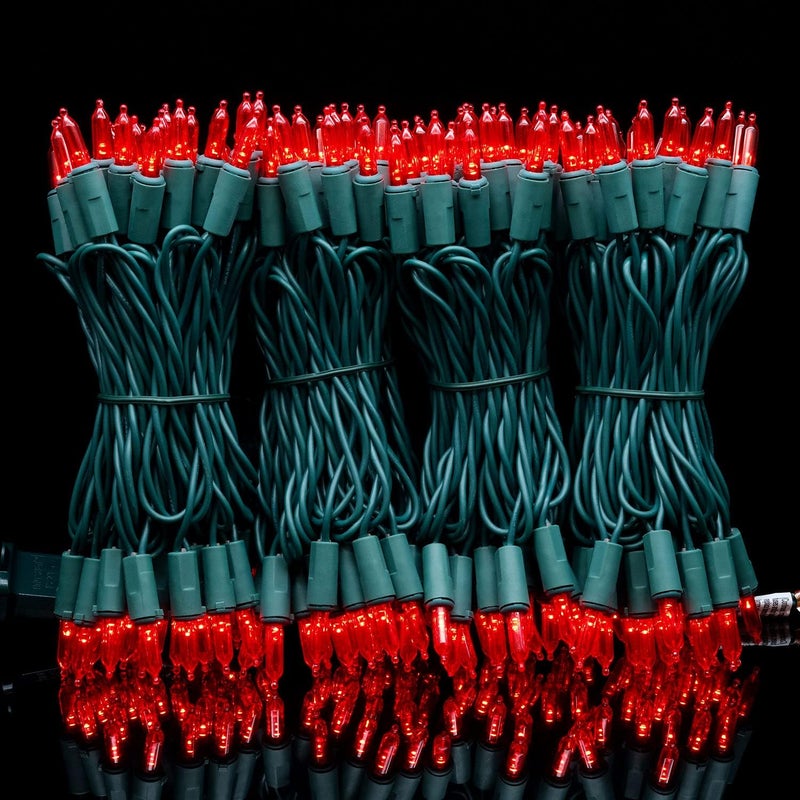 YULETIME 200 Count Red LED Christmas Lights, 66 Feet Green Wire UL Certified Commercial Grade Holiday String Light Set (Red) - Image 5