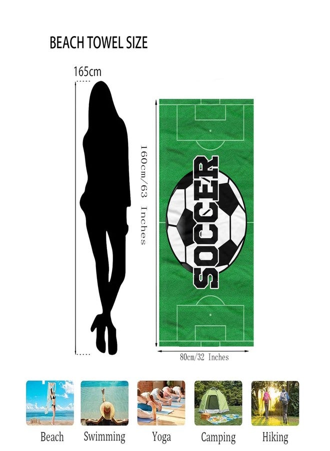 Irisbell Cotton Oversized Beach Towel 63 x 32 inch Absorbent Soft Pool Towel,Quick Dry Sand Free Camping Travel Bath Towels Beach Essential Gift Yoga Gym Swim Towels (Soccer) - Image 2