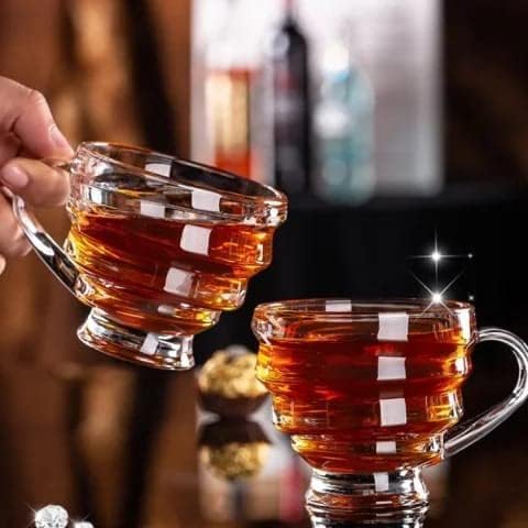 BLISS START Honey Tea and Coffee Cup for MultiPurpose use Milk Green Tea Spiral Glass Honey Tea and Coffee Cup for Multipuprose use Milk Green Tea 210ml Set of 6 - Image 2