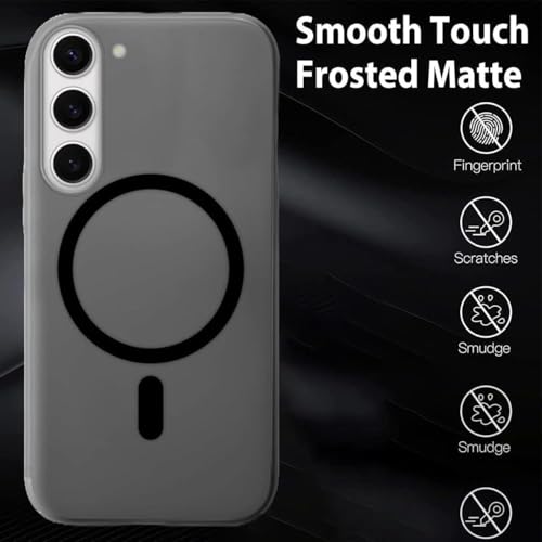MAGICHUB Luxury Paper Thin Case Cover for Samsung Galaxy S23 FE 5G | Matte Finish | Only Compatible with Wireless Magnetic Accessories | Compatible with magsafe | (Black) - Image 3