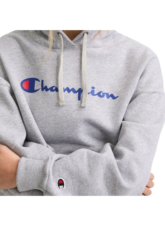 Champion Women's Powerblend Relaxed Hoodie, Screen Print Script, Oxford Gray-Y08113, Medium - Image 3