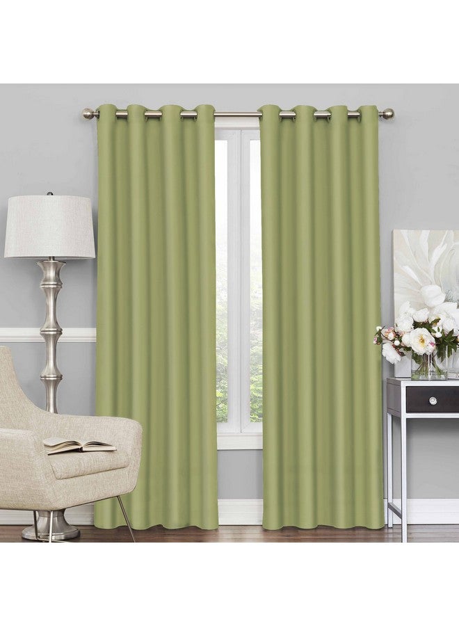 Story@Home Blackout Door Curtains 7 Feet Long Set of 2 | Plain Design Door Curtain | Thermal Insulated Curtains | Room Darkening Curtains | Door Curtains for Living Room | (116 x 215 cm, Light Green) - Image 1
