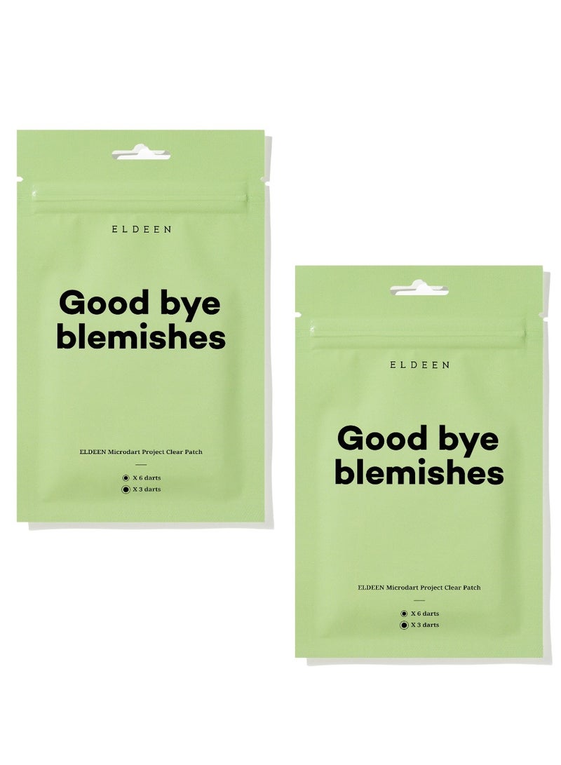 ELDEEN Good Bye Blemishes - Eldeen Microdart Project: Clear Patch - The Ultimate Solution for Your Skin, clear blemishes/zits, clear, 6 small patches, 3 large patches (Pack of 2) - Image 1