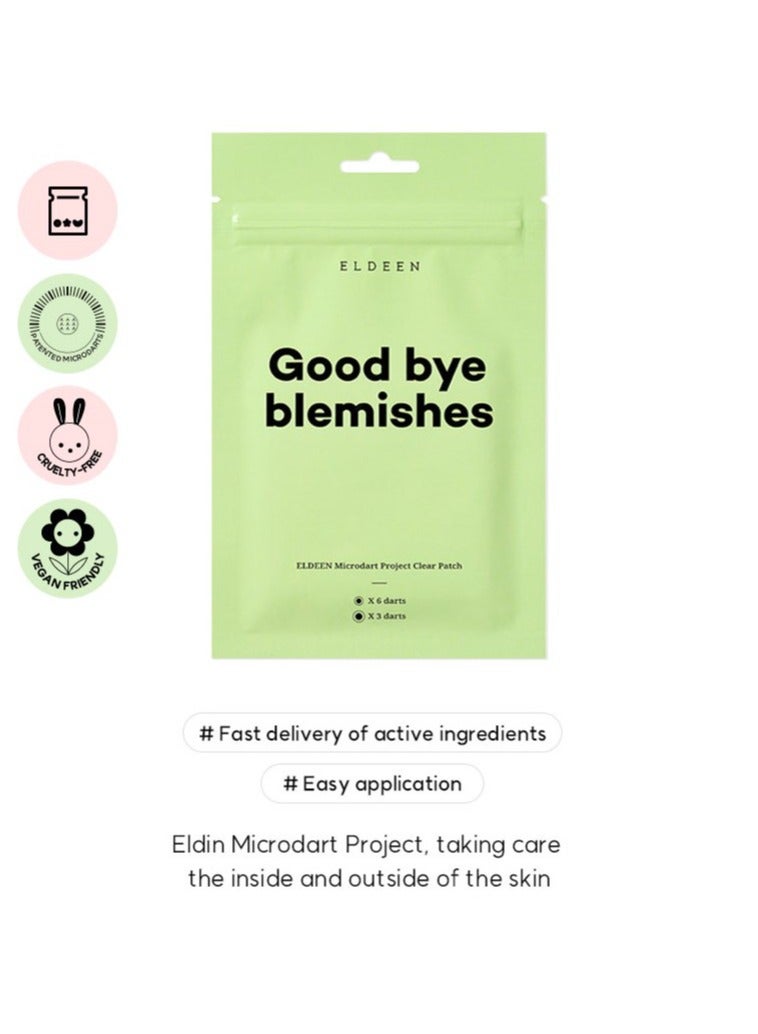 ELDEEN Good Bye Blemishes - Eldeen Microdart Project: Clear Patch - The Ultimate Solution for Your Skin, clear blemishes/zits, clear, 6 small patches, 3 large patches (Pack of 2) - Image 4