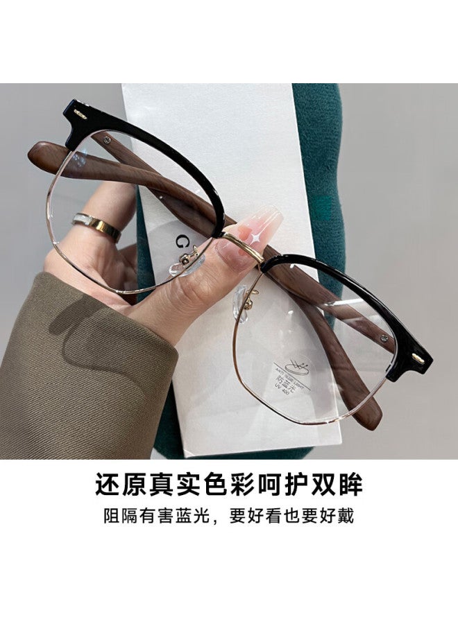 Boshide Blue Light Blocking Gl Radiation Protection Gl Plain Female Myopia Gl Men Black Gold 300 Degrees - Image 1