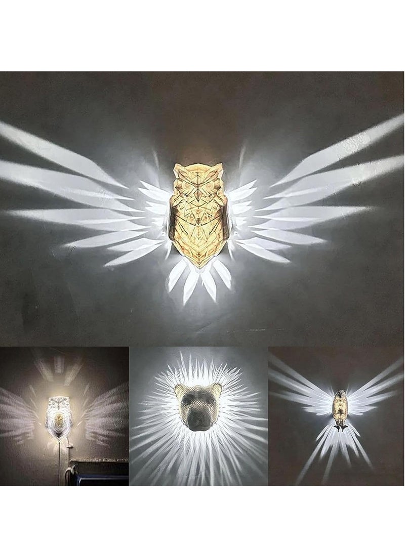 3D البومة النسر ضوء الليل الحيوان LED اللمس التبديل ديكور الجدار ضوء الوهم البصري مصباح LED الجدول مصباح المنزل الحب عيد ميلاد الاطفال الديكور لعبة هدية - Image 3