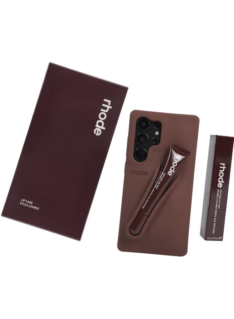 rhode Samsung Silicone Lip Holder for Cell Phone, Lip Gloss Adhesive Sleeve for Phone, Lip Holder Stick-on Phone Case, Back Stick On Holder for Samsung Phones（Espresso）  - Image 1