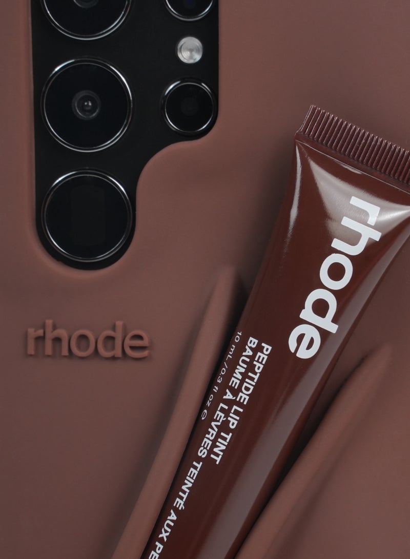 rhode Samsung Silicone Lip Holder for Cell Phone, Lip Gloss Adhesive Sleeve for Phone, Lip Holder Stick-on Phone Case, Back Stick On Holder for Samsung Phones（Espresso）  - Image 3