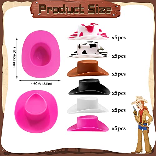 PPXMEEUDC 30PCS Plastic Mini Western Cowboy Cowgirl Hat Cute Miniature Hat for Party Accessories Toy Doll Dress Up Play House Games - Image 5