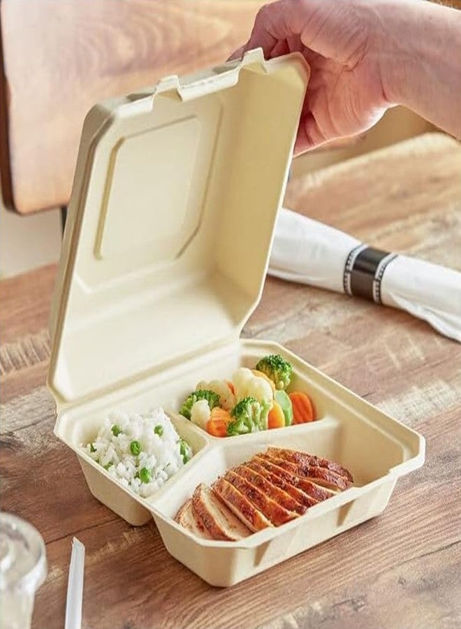 Perfectware 100% Compostable 3 Comp Take Out Food Containers 9 x9 Inch. 40 Count Heavy-Duty Quality to Go Containers, Natural Disposable Bagasse, Eco-Friendly Biodegradable Made of Sugar Cane - Image 4