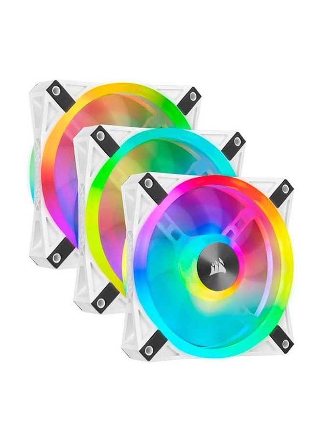 CORSAIR iCUE QL120 RGB 120mm PWM Case Fan Triple Fan Kit, 34 Individually Addressable RGB LEDs per Fan, 1500 RPM, 41.8 CFM Airflow, 1.55 mm-H2O Static Pressure, 26 dBA Noise Level, Includes Lighting Node CORE for iCUE Software Control, White | CO-9050104-WW - Image 1