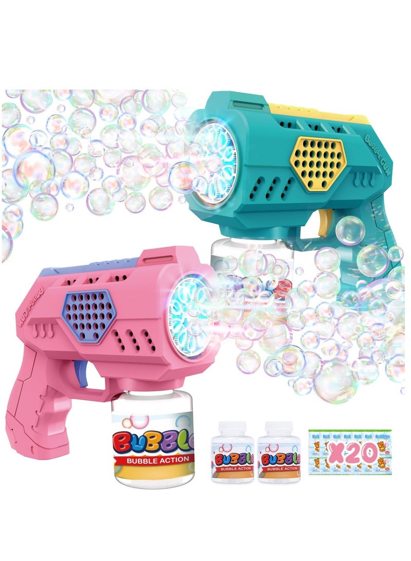 Eaglestone Bubble Guns for Toddlers 2 Packs, LED Light Automatic Bubble Machine Gun for Kids 4-8, Bubble Toys with Bubble Solution,Concentrate, Bubble Blaster Party Favor, Summer Outdoor Toys Gift - Image 1