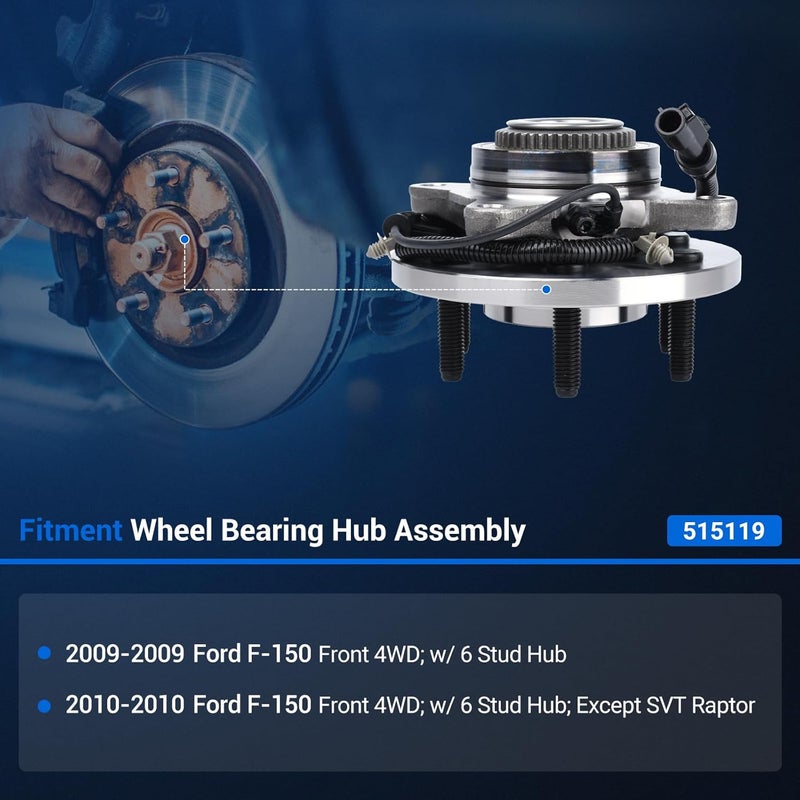 Autoround 4WD Front Wheel Hub and Bearing Assembly 515119 for Ford F-150 2009-2010 - Image 2