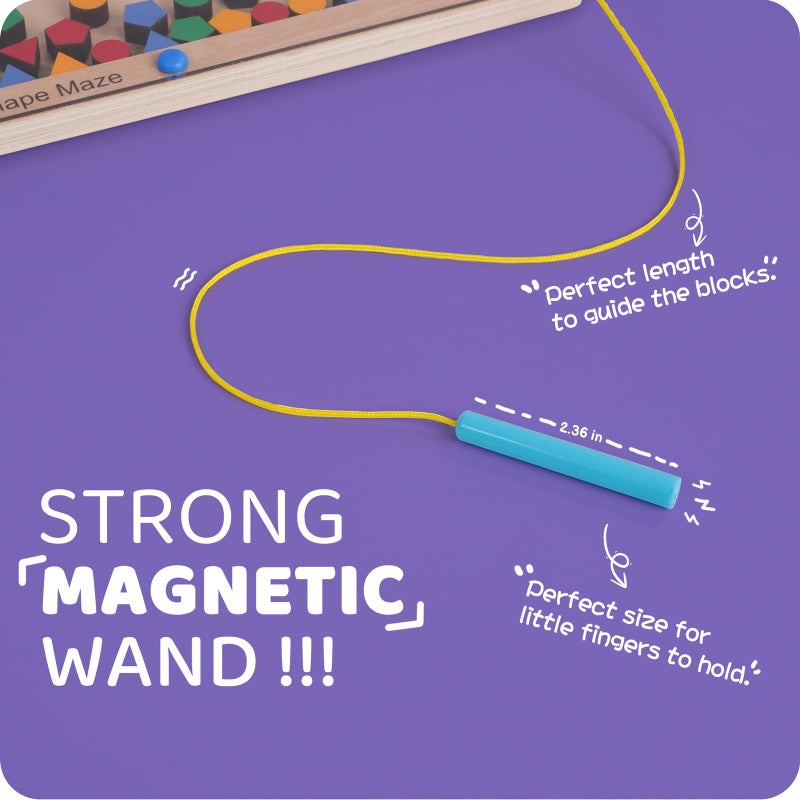 LiKee Strong Magnetic Maze, Montessori Toys for 1 2 3 Years Old Boy Girl, Wodden Puzzle Develop Fine Motor Skills, Kids Travel Airplane Activity, 1-5 Preschool Learning Shape & Color - Image 4