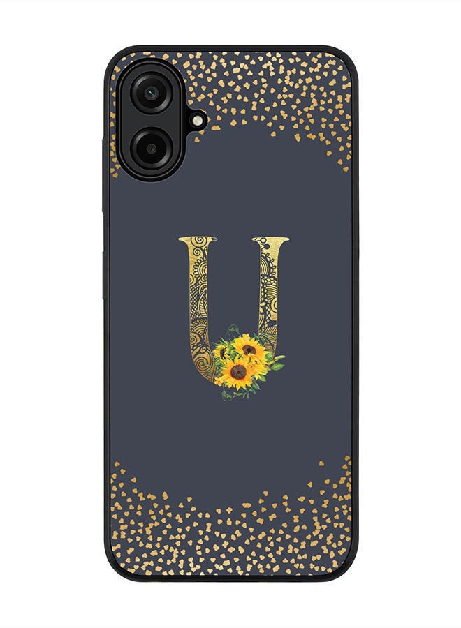 Stylizedd For Samsung Galaxy A07 4G Case,Slim fit Camera Protection, Shockproof Thin Phone cover  - Custom Floral Monogram - U  (Grey )