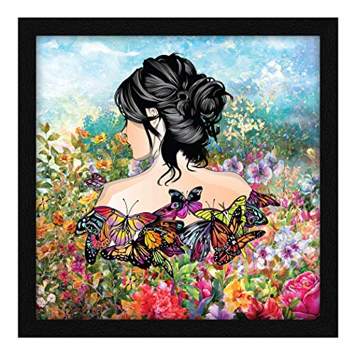 ArtX Paper Women Butterfly Wall Art Painting, Multicolor, Abstract, 13X13 in, Set of 1 - Image 1