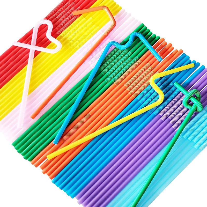 KTOJOY 300 Pcs Flexible Colorful Disposable Plastic Bendable Drinking Bendable Straws 104 Long and 023 Diameter - Image 2