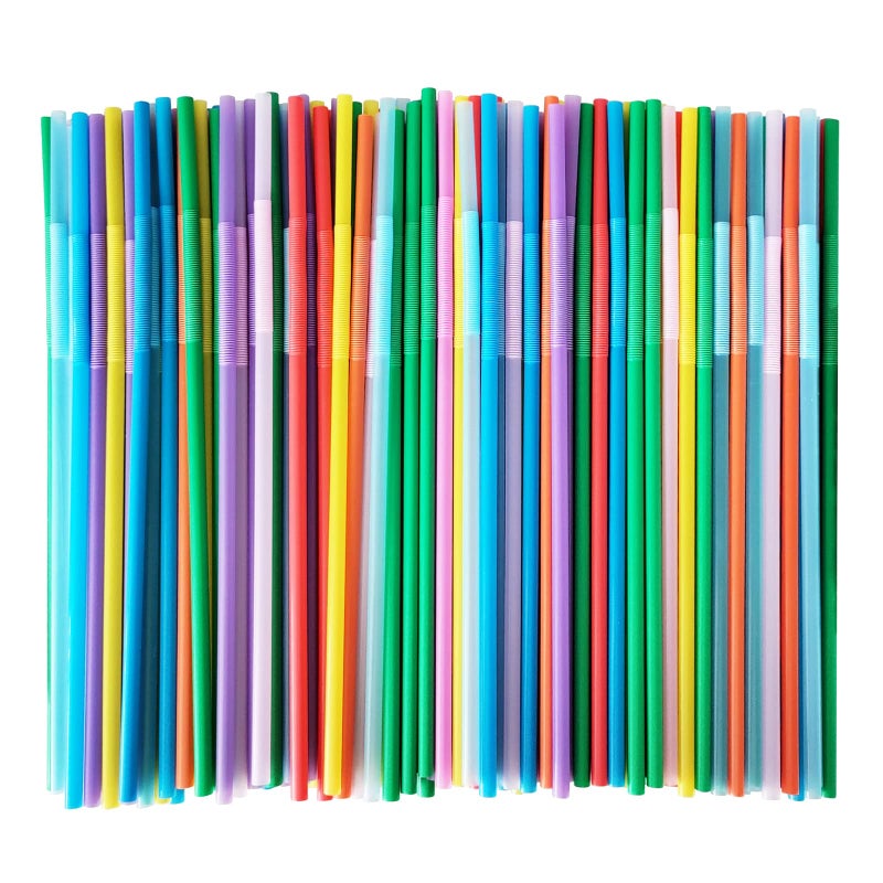 KTOJOY 300 Pcs Flexible Colorful Disposable Plastic Bendable Drinking Bendable Straws 104 Long and 023 Diameter - Image 1