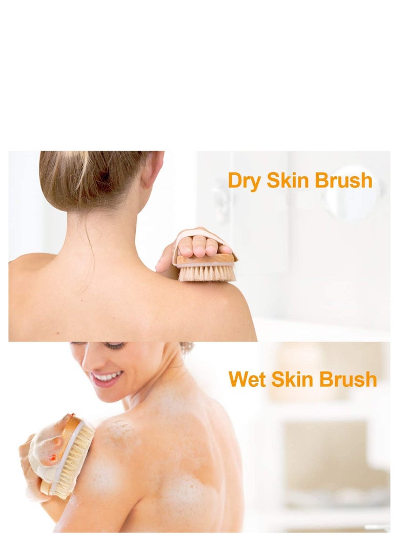 Body Brush, Exfoliating BathShower Scrubber, Natural Bristle Cellulite Massager, for Shower, Exfoliates, Cellulite, TreatmentImproves Lymphatic Functions, Wet or Dry Brushing - Image 2