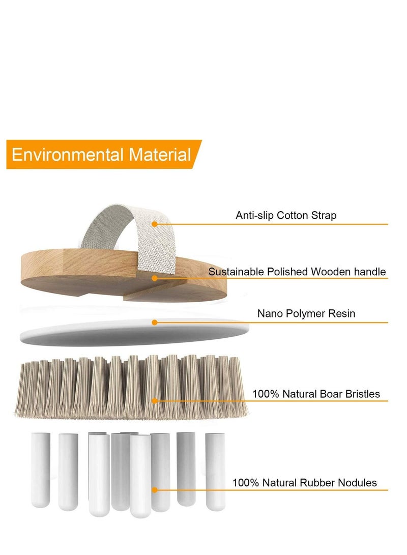 Body Brush, Exfoliating BathShower Scrubber, Natural Bristle Cellulite Massager, for Shower, Exfoliates, Cellulite, TreatmentImproves Lymphatic Functions, Wet or Dry Brushing - Image 3