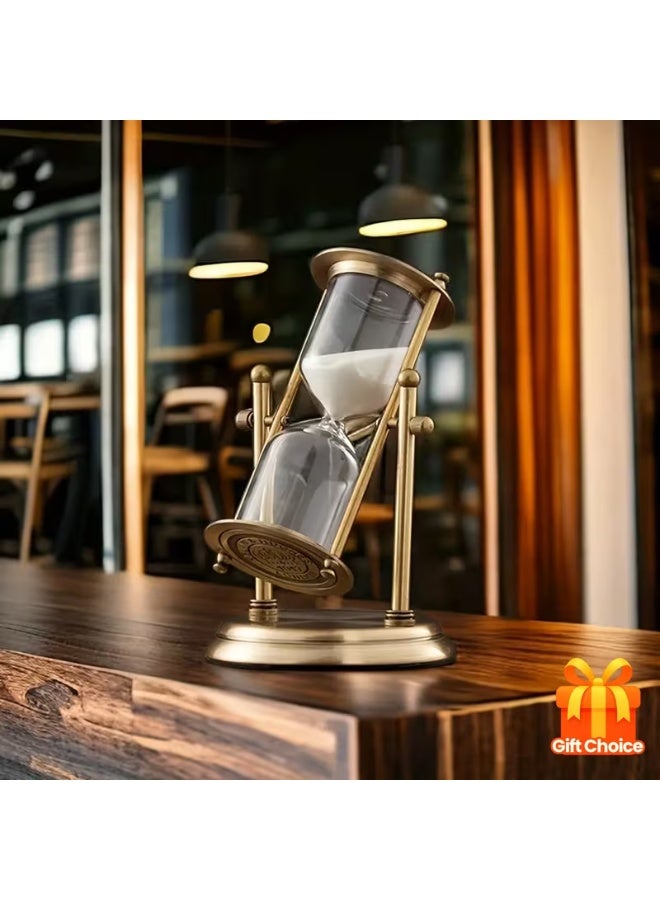 erorex Home Creative Rotating Crown Hourglass Timer – Modern Ornament for Living Room & Office, Desktop Flowing Sand Decoration Gift (Approx. 15 Minutes, White Sand) - Image 1