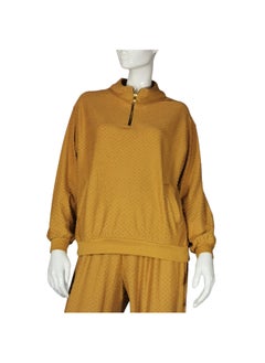 Sana'a Kayum Trendy Mustard yellow Turtle neck jacket and Track set to fit your perfect comfort wardrobe by Sanaa Kayum  - Image 2