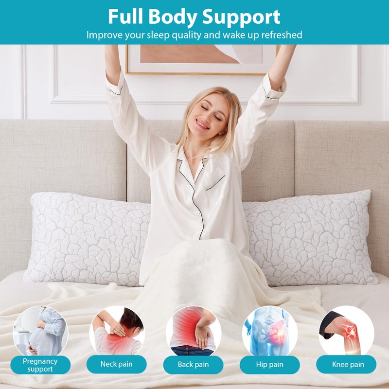 WGAKCED Cooling Body Pillow for Adults, Shredded Memory Foam Full Body Pillow with Adjustable Loft & Removable Washable Cover, Long Bed Pillow for Side Sleepers, Back Pain Relief (20x54 Inches) - Image 2