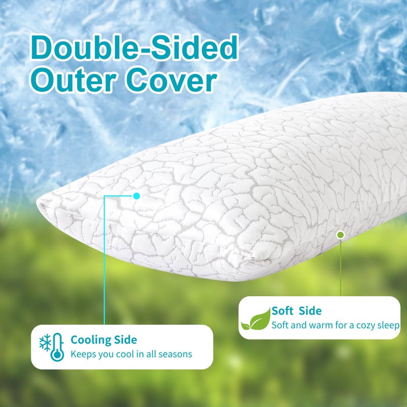 WGAKCED Cooling Body Pillow for Adults, Shredded Memory Foam Full Body Pillow with Adjustable Loft & Removable Washable Cover, Long Bed Pillow for Side Sleepers, Back Pain Relief (20x54 Inches) - Image 4