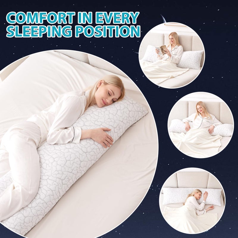 WGAKCED Cooling Body Pillow for Adults, Shredded Memory Foam Full Body Pillow with Adjustable Loft & Removable Washable Cover, Long Bed Pillow for Side Sleepers, Back Pain Relief (20x54 Inches) - Image 3